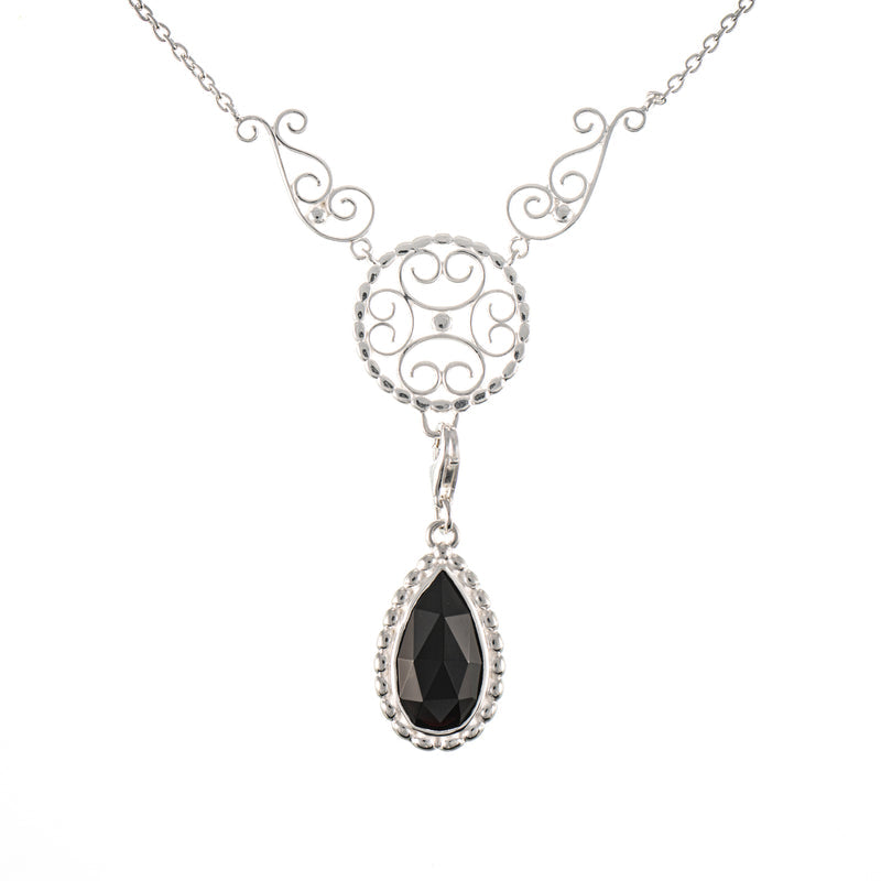 Collier Signature 925 Silber mit wechselbarem Stein schwarz