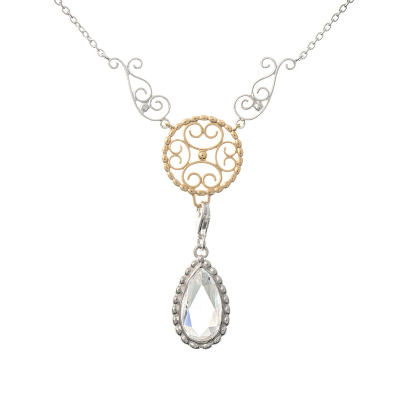 Collier Signature 925 Silber teilvergoldet mit wechselbarem Stein weiss