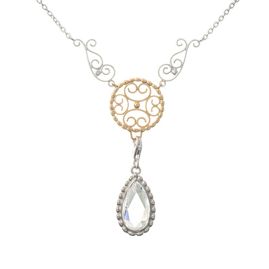 Collier Signature 925 Silber teilvergoldet mit wechselbarem Stein weiss