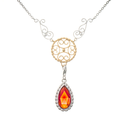 Collier Signature 925 Silber teilvergoldet mit wechselbarem Stein rot