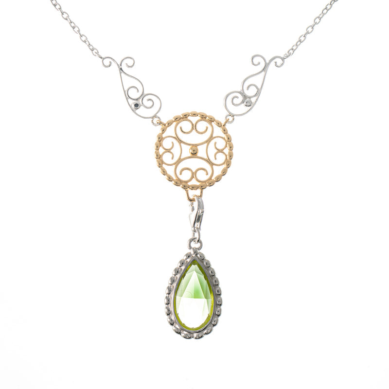 Collier Signature 925 Silber teilvergoldet mit wechselbarem Stein hellgrün