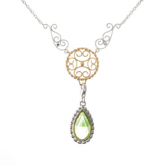 Collier Signature 925 Silber teilvergoldet mit wechselbarem Stein hellgrün