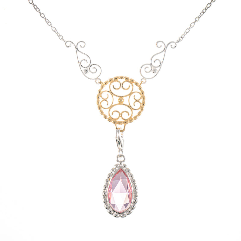 Collier Signature 925 Silber teilvergoldet mit wechselbarem Stein rosa