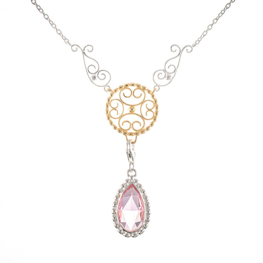 Collier Signature 925 Silber teilvergoldet mit wechselbarem Stein rosa