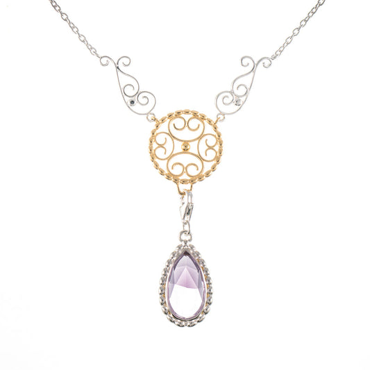 Collier Signature 925 Silber teilvergoldet mit wechselbarem Stein flieder