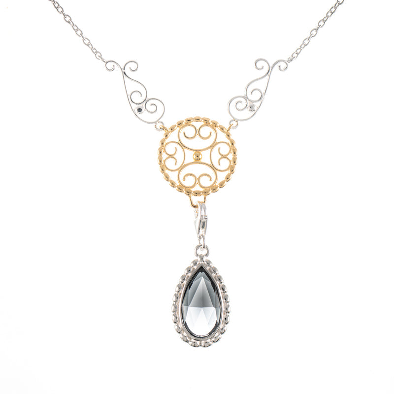 Collier Signature 925 Silber teilvergoldet mit wechselbarem Stein anthrazit
