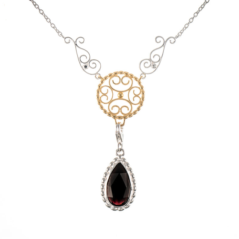 Collier Signature 925 Silber teilvergoldet mit wechselbarem Stein schwarz