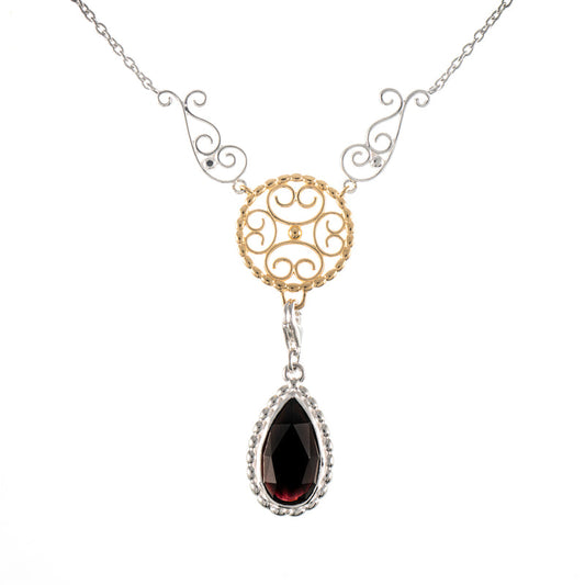 Collier Signature 925 Silber teilvergoldet mit wechselbarem Stein schwarz