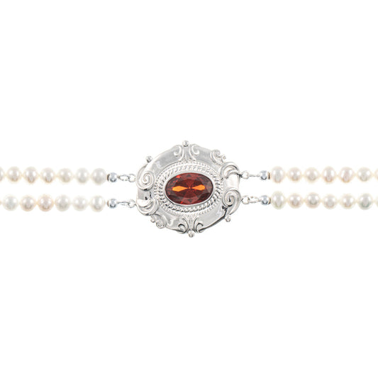 Collier Choker 925 Silber Zirkonia rot Perle
