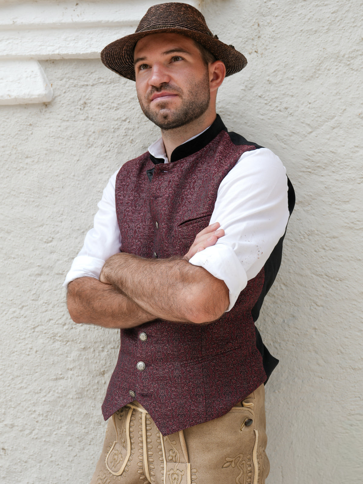 ATL Herren Weste bordeaux mit Samtkragen