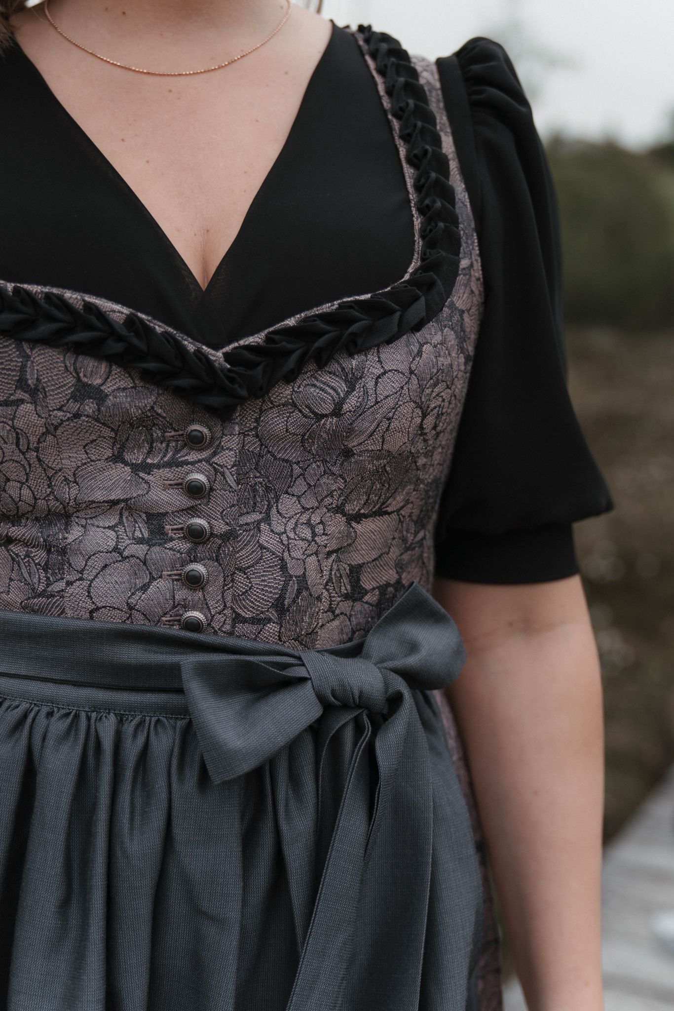 Leni Lex Dirndl Ella Altrosa/Grau