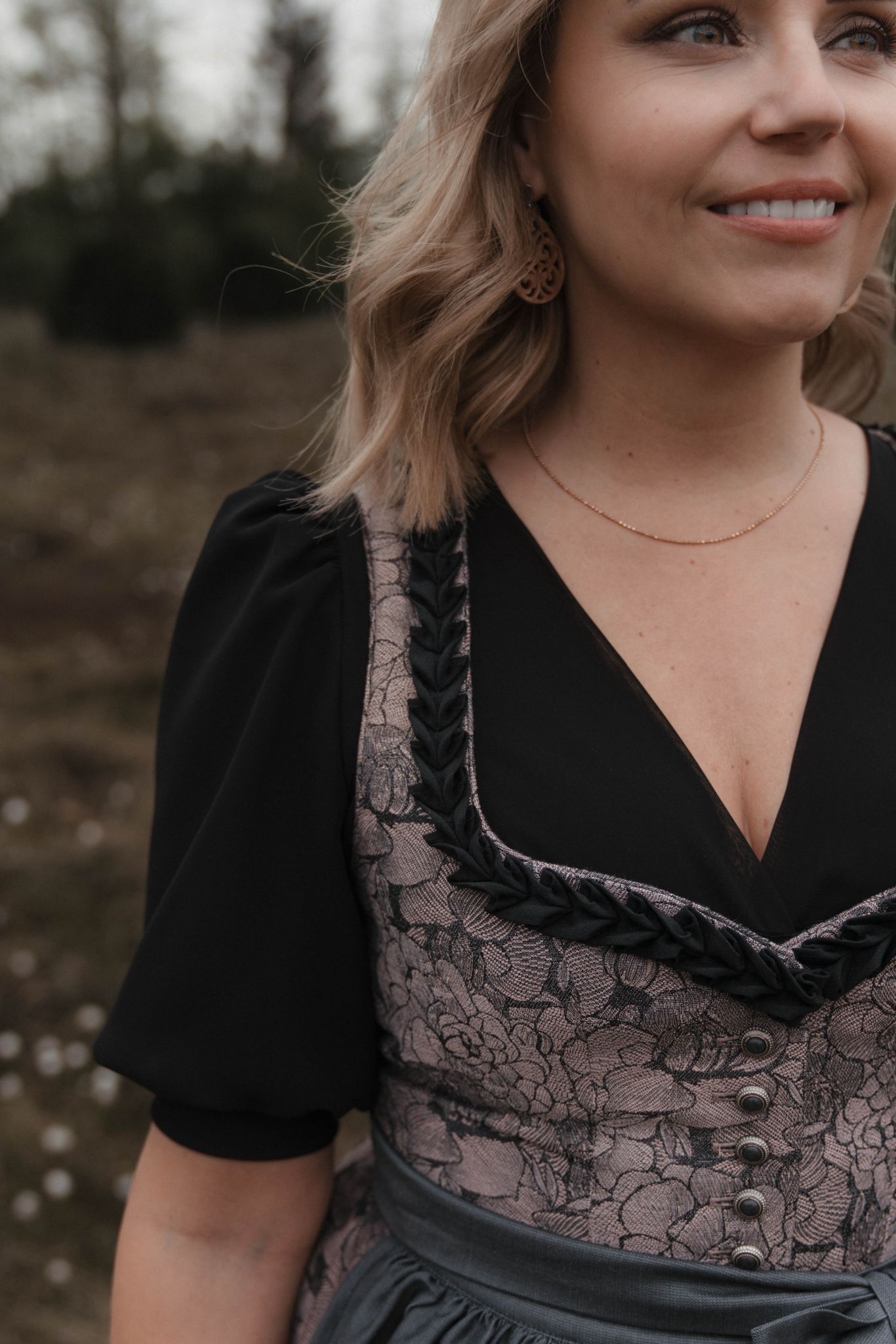 Leni Lex Dirndl Ella Altrosa/Grau