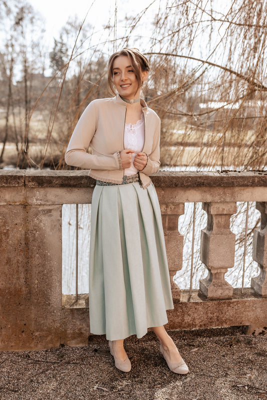 BellaSusi Jacke Lena Cord mit Rüschen Beige