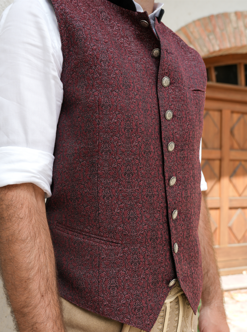 ATL Herren Weste bordeaux mit Samtkragen