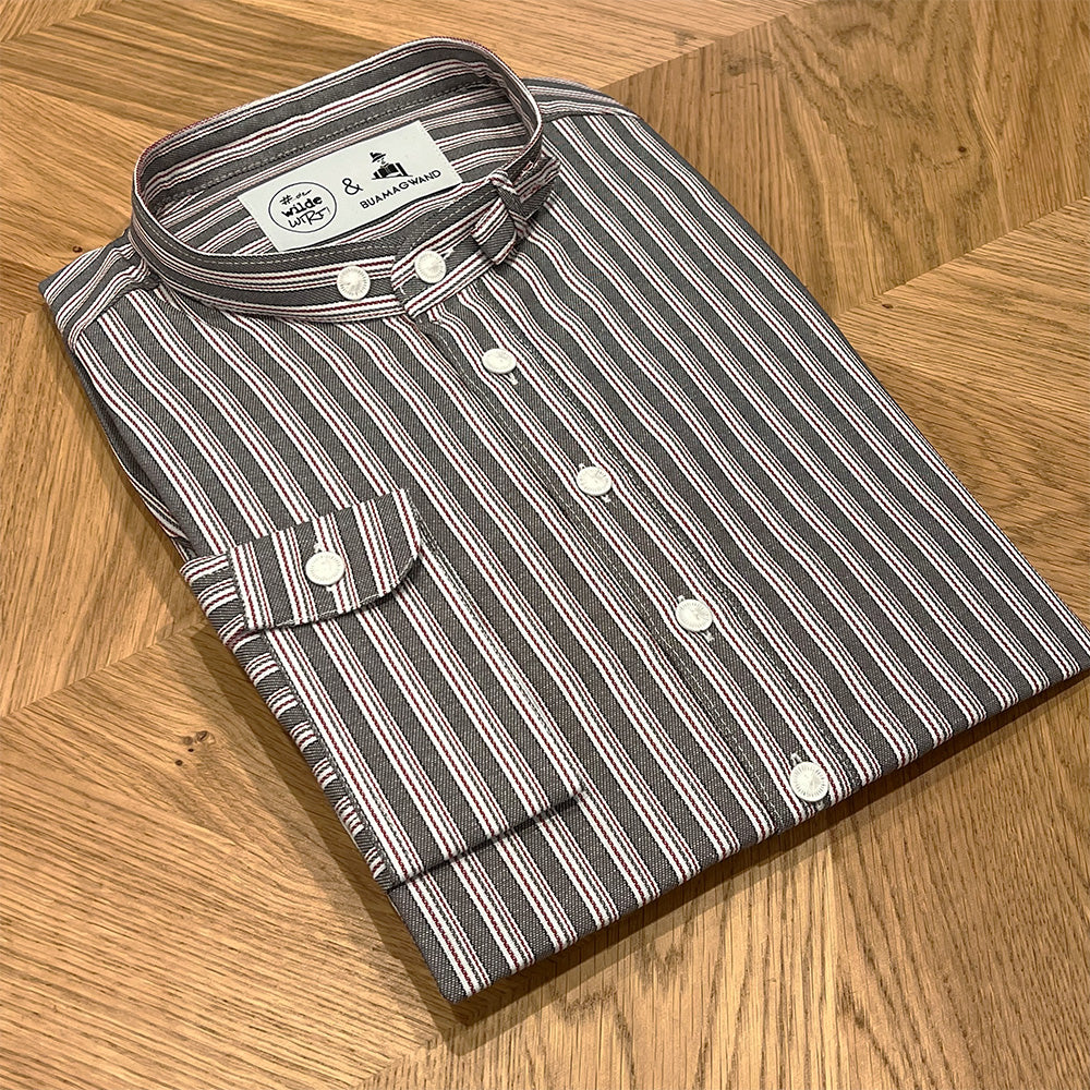 Trachtenhemd rotgraugrün gestreift