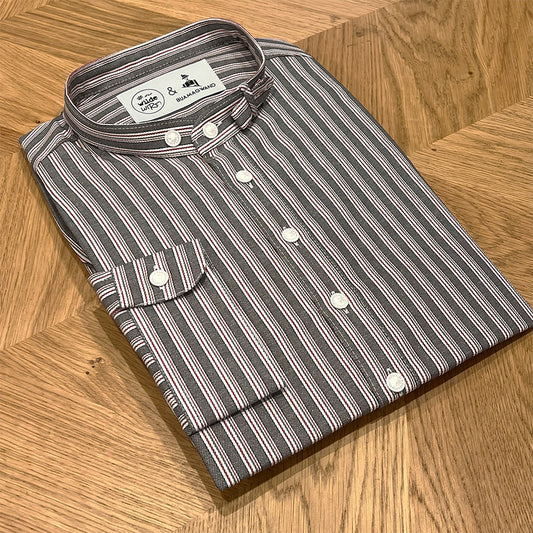 Trachtenhemd rotgraugrün gestreift